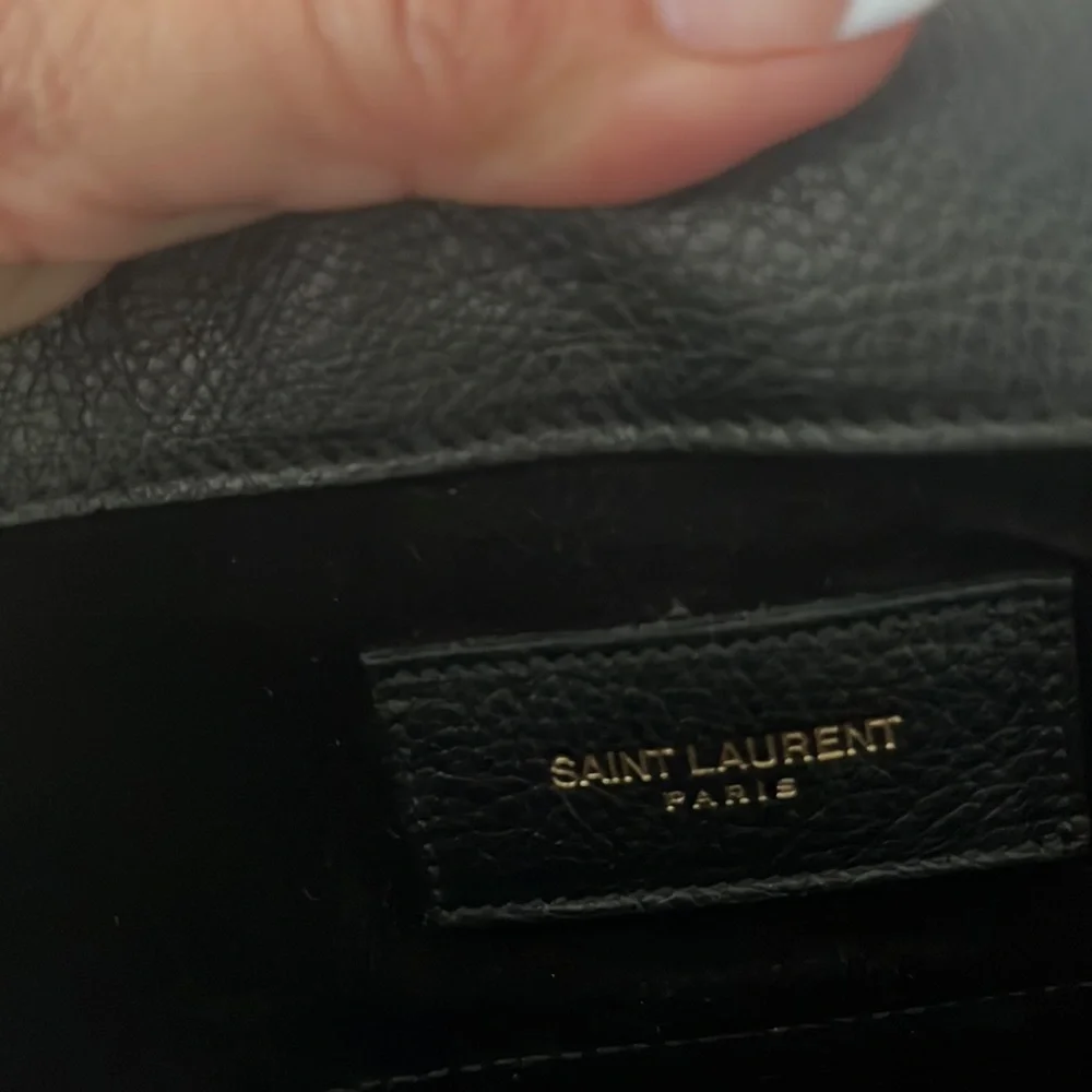 Yves Saint Laurent Black Leather Top-Handle Satchel with Gold Hardware